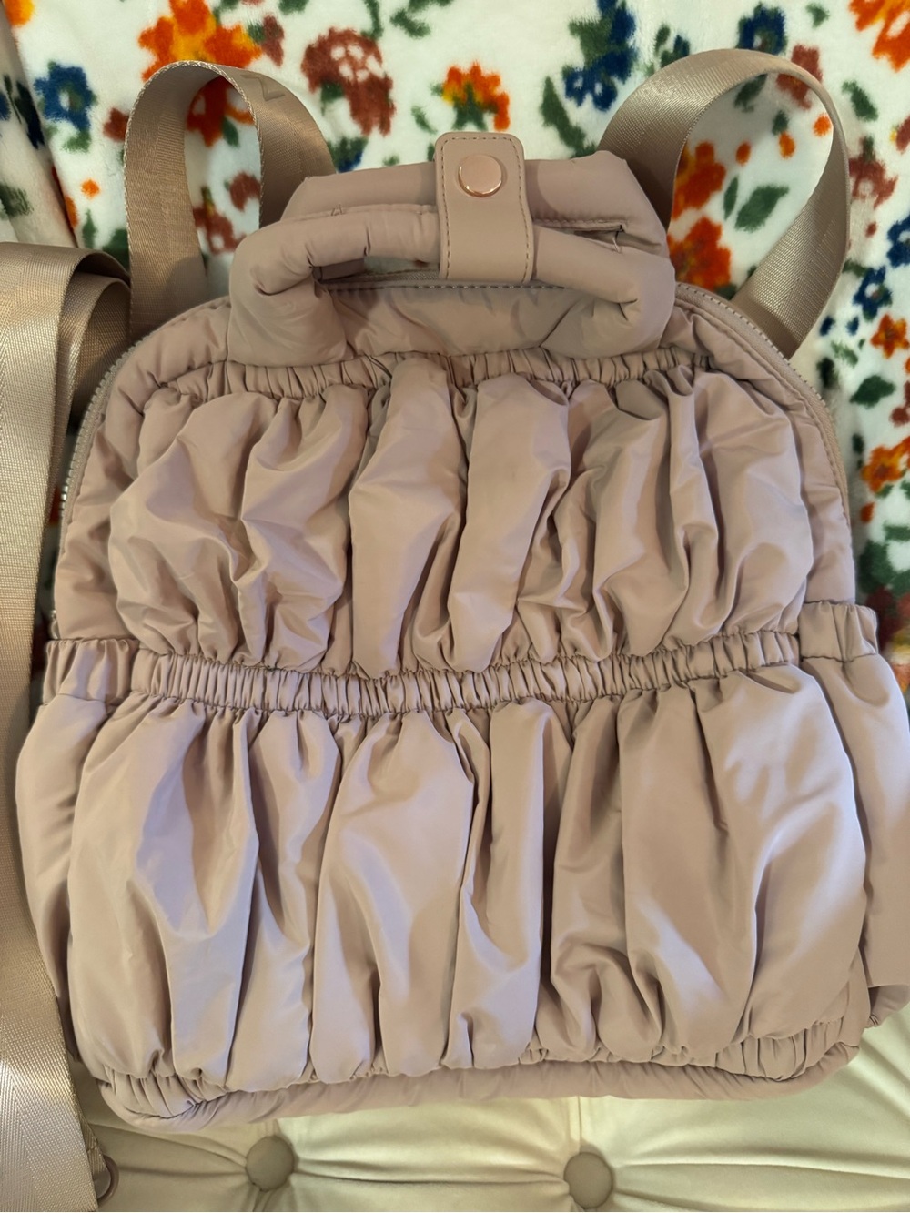 Danskin Blush Pink Puffer-Style Backpack